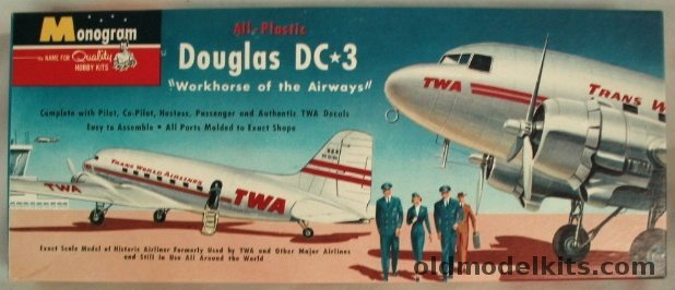 Monogram 1/90 TWA Douglas DC-3, PA9-98 plastic model kit
